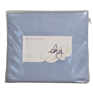 Sky Sheet Set Full 500 TC Coast Blue Pima Cotton Sateen Wrinkle Resistant New